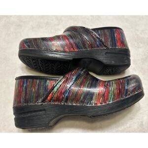 Dansko XP Women's Clogs Nurse Shoe Size 37 US 7 Slip On Striped Patent Leather